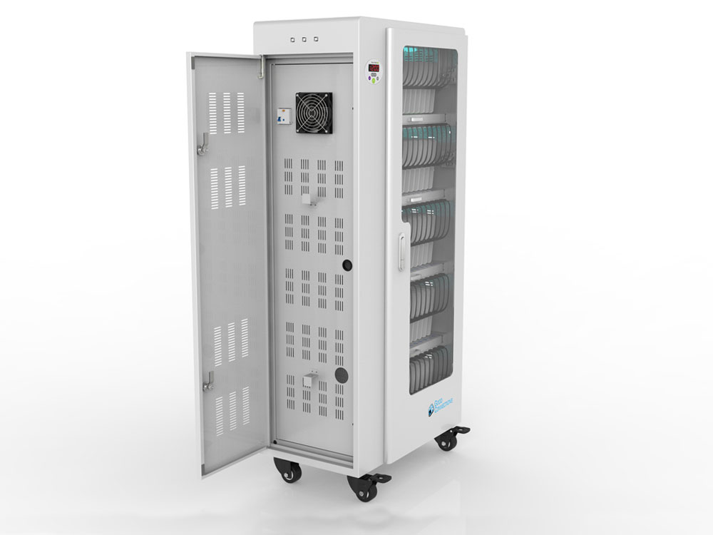 Tablet charging cart for up to 65 devices, UV-C disinfection, Smart Control, grey, Good Connections®