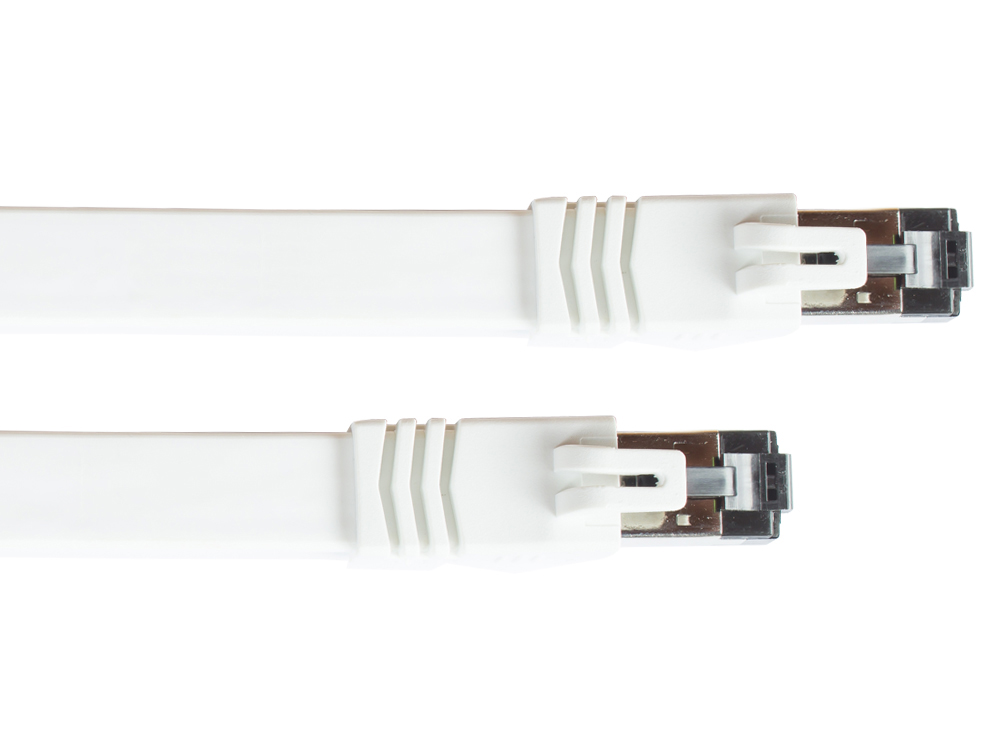 FLACH-Patchkabel Cat. 8.1, U/FTP, PiMF, halogenfrei (LSZH), 2000MHz, 40Gbit/s, weiß, 0,5m, Good Connections®