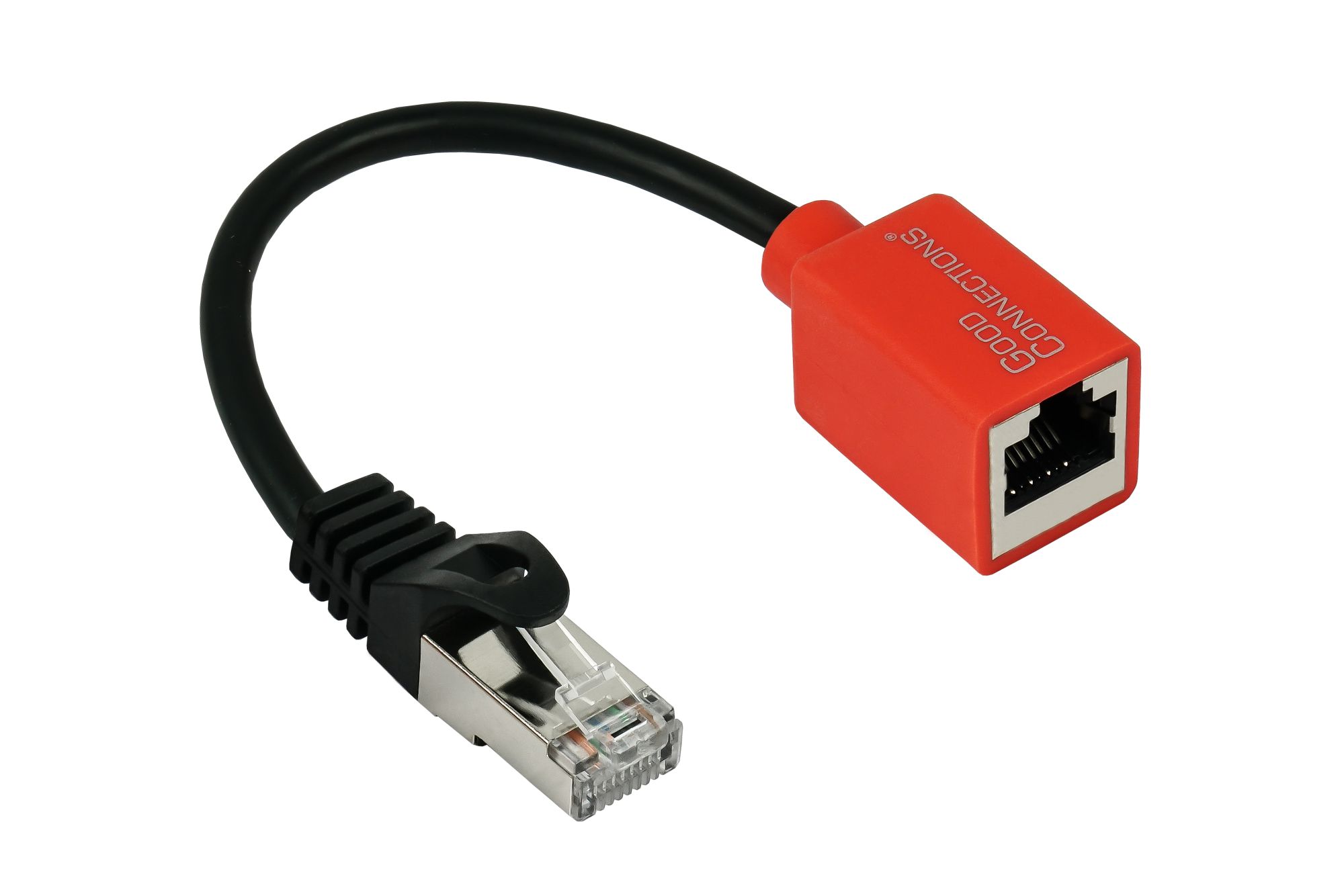 Geräteschutzadapter für RJ45-Anschlüsse (Break-Away-Adapter), schwarz, 20cm, Good Connections®
