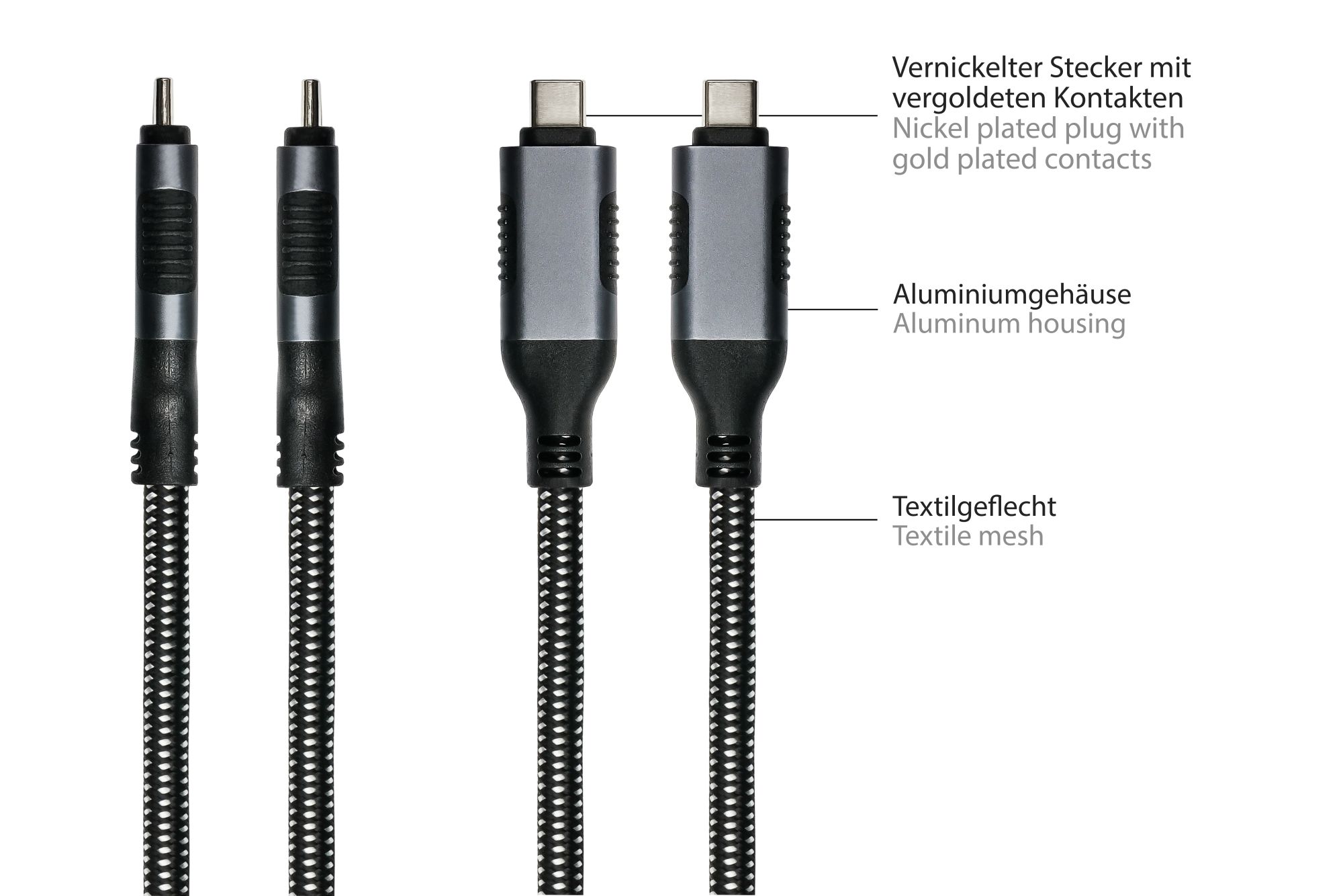 Ethernet-Kabel USB-C™ Stecker an RJ45 Stecker, Textilmantel, anthrazit, 15m, Good Connections®