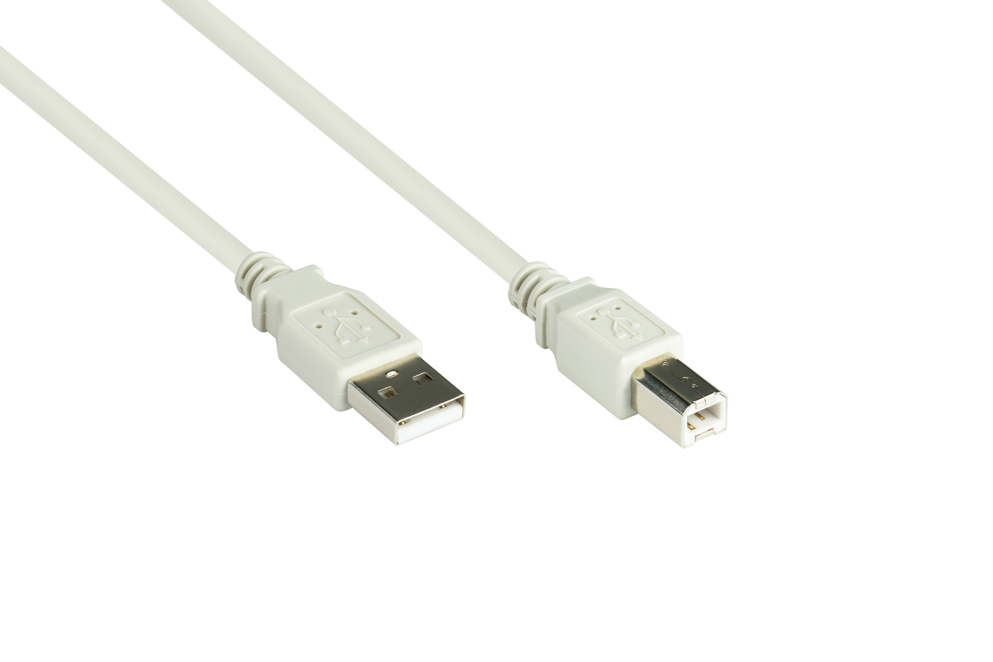 Anschlusskabel USB 2.0 Stecker A an Stecker B, grau, 1,8m, G