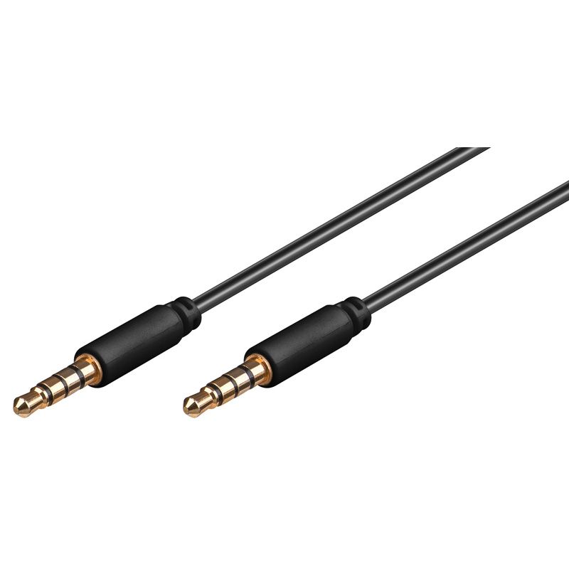 Klinkenkabel, 3,5mm Stecker an Stecker, 4-polig, vergoldete Kontakte, schwarz, 1,5m, Good Connections®