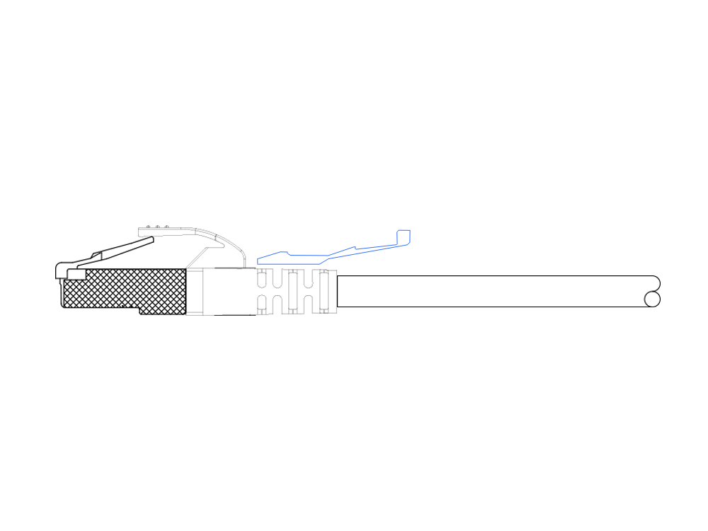 RNS® Patchkabel mit Rastnasenschutz und Verriegelung, Cat. 6A, S/FTP, PiMF, halogenfrei (LSZH), 500MHz, schwarz, 2m, Good Connections®