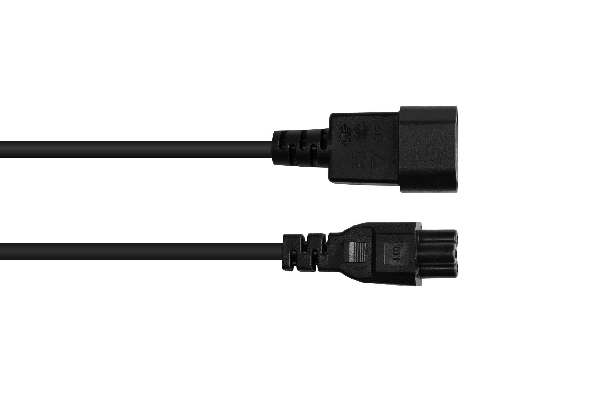 Kaltgeräteverlängerung C14 (gerade) an C5 (gerade), schwarz, 1,00 mm², 5 m, Good Connections®
