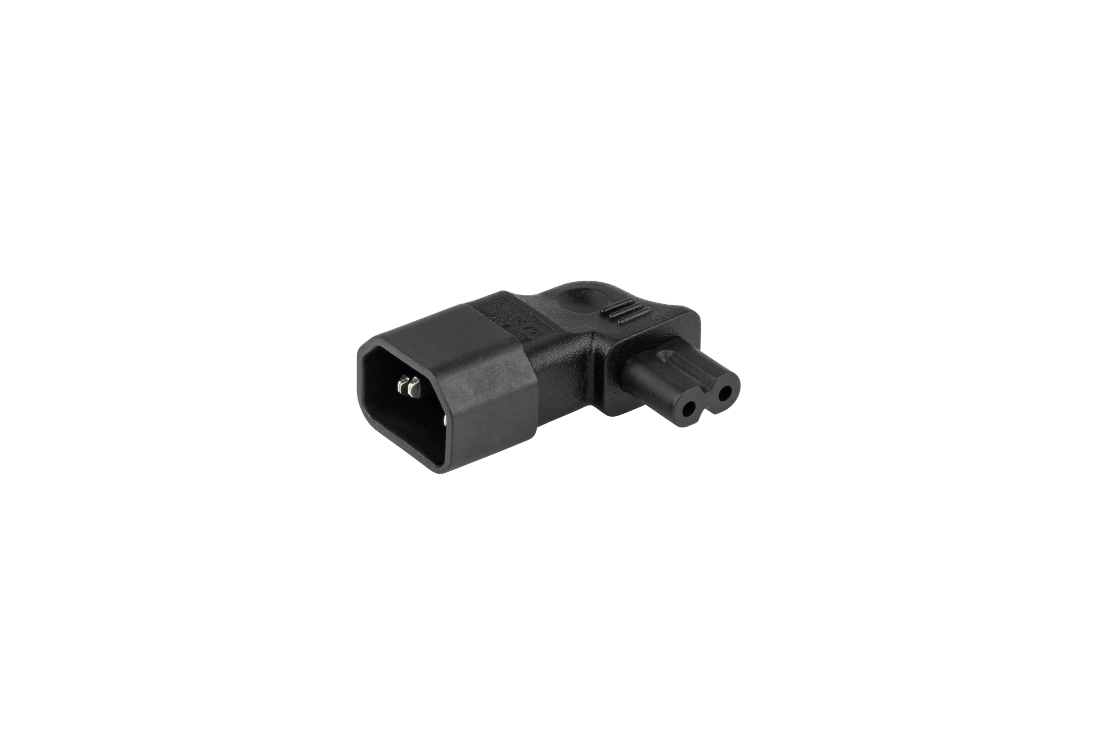 kabelmeister® power adapter IEC plug C14 to C7/Euro 8 socket, angled left/right, black