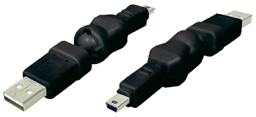 USB Adapter USB A St. auf 5pol. Mini USB Stecker, 360° drehbar, schwarz