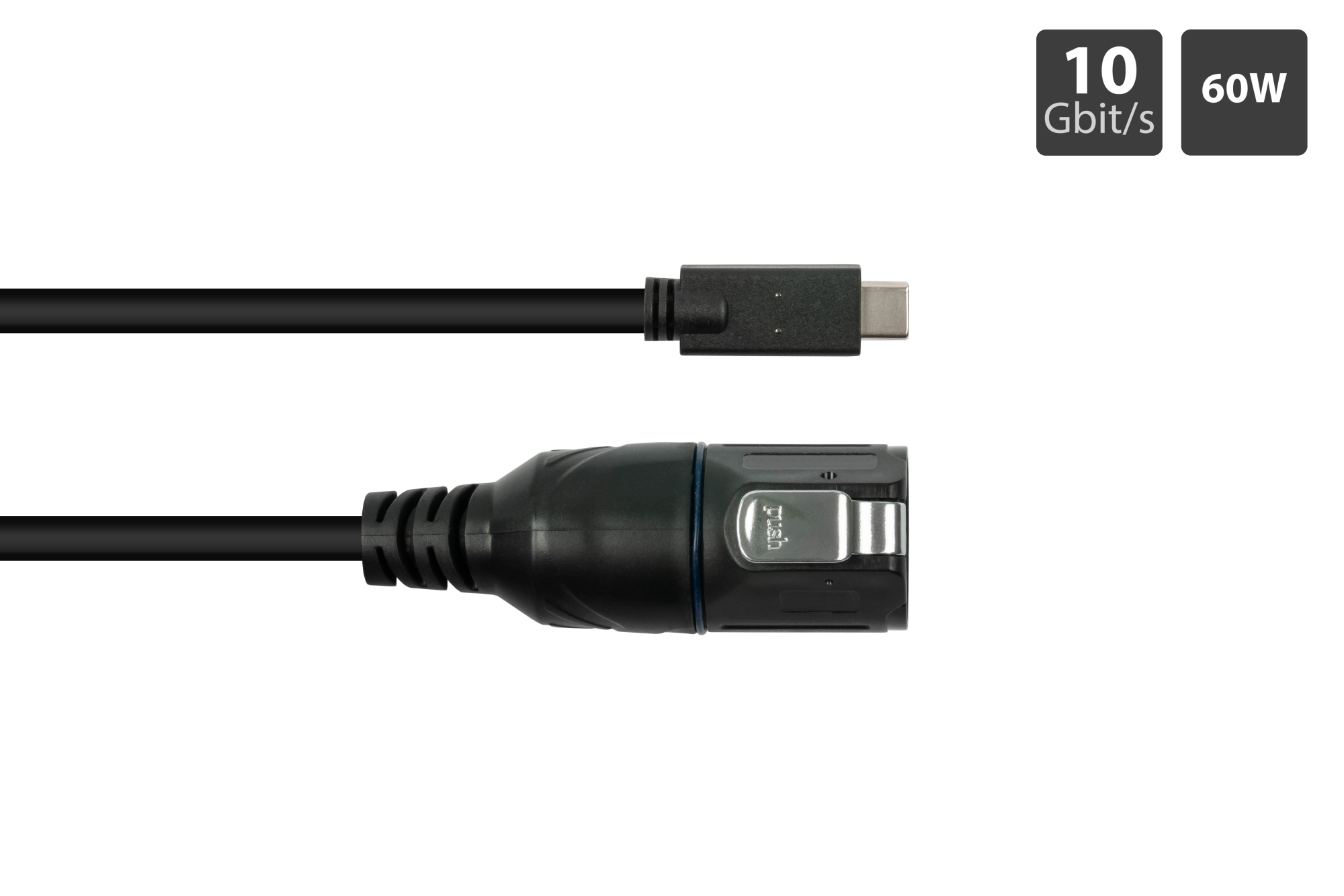 Industrie-Steckverbinder S1 - USB 3.2 Gen. 2 Kabel, Stecker C™ mit Klick-Arretierung an Stecker C™, M16, IP65/67, 1m, Good Connections®