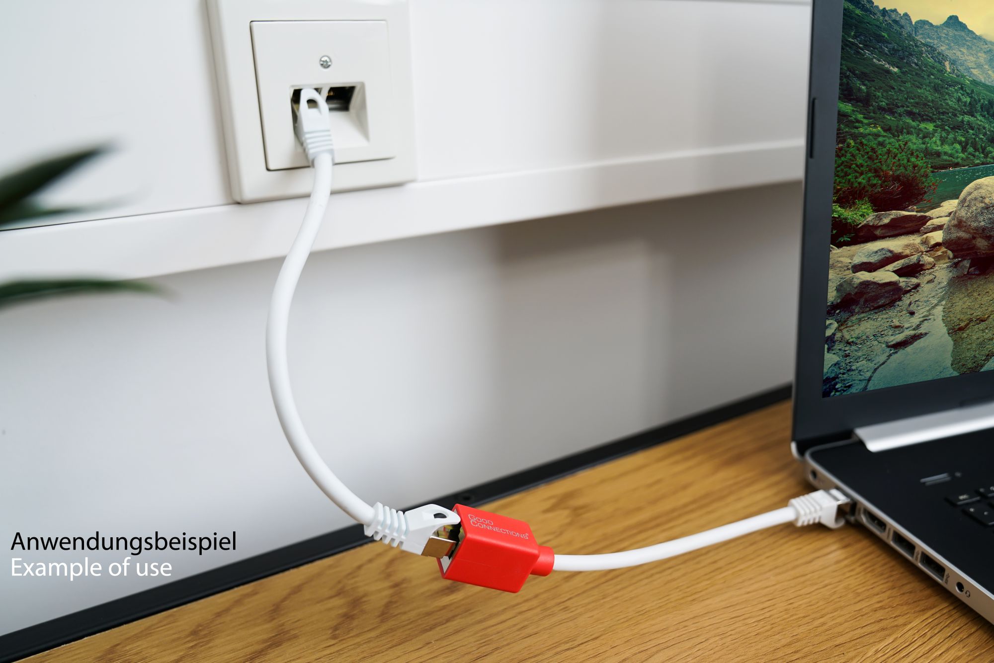 Geräteschutzadapter für RJ45-Anschlüsse (Break-Away-Adapter), weiß, 20cm, Good Connections®