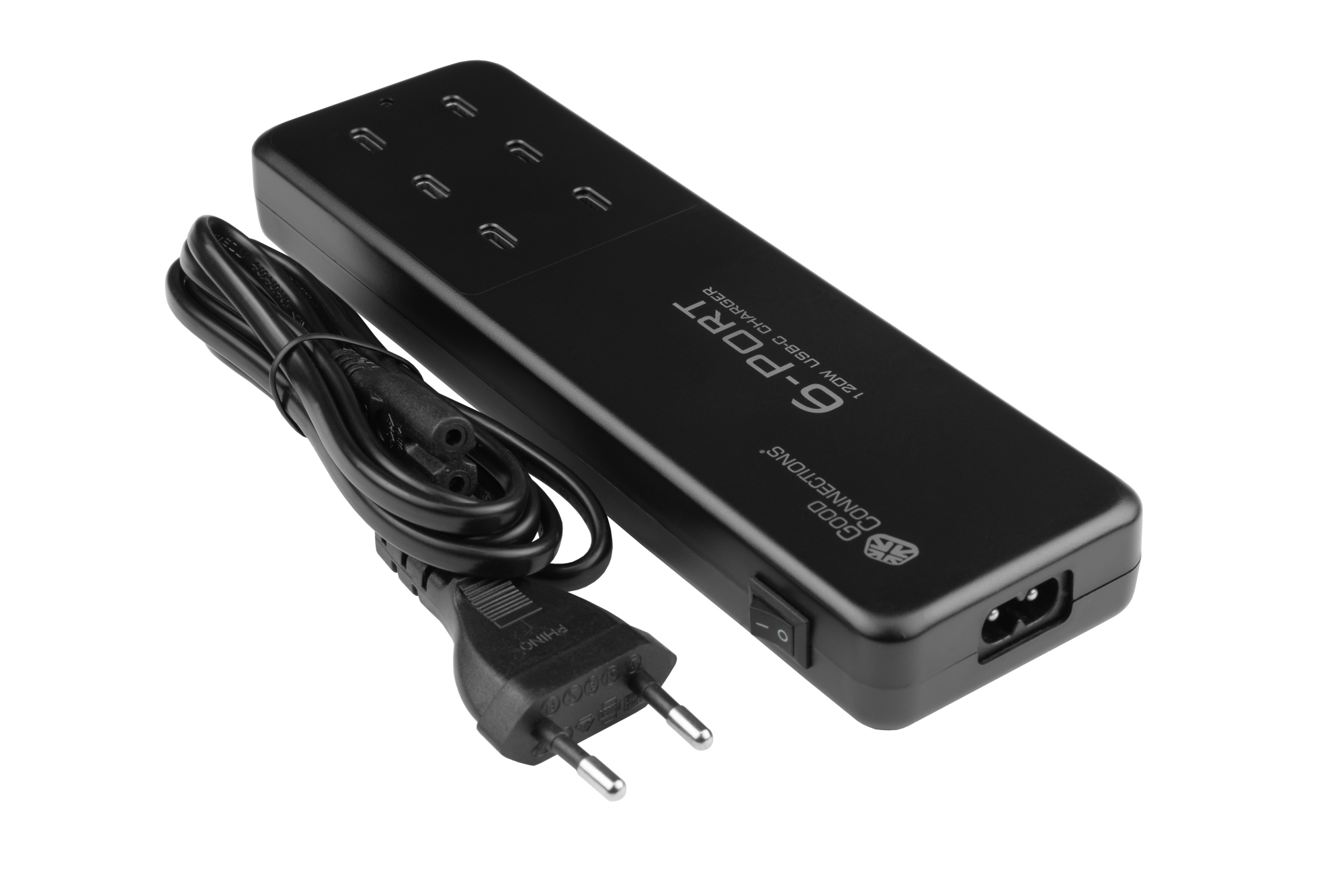 USB desktop fast charging station 120W, 6-port (6x USB-C™), PD 3.0, QC 4+, black, Good Connections®
