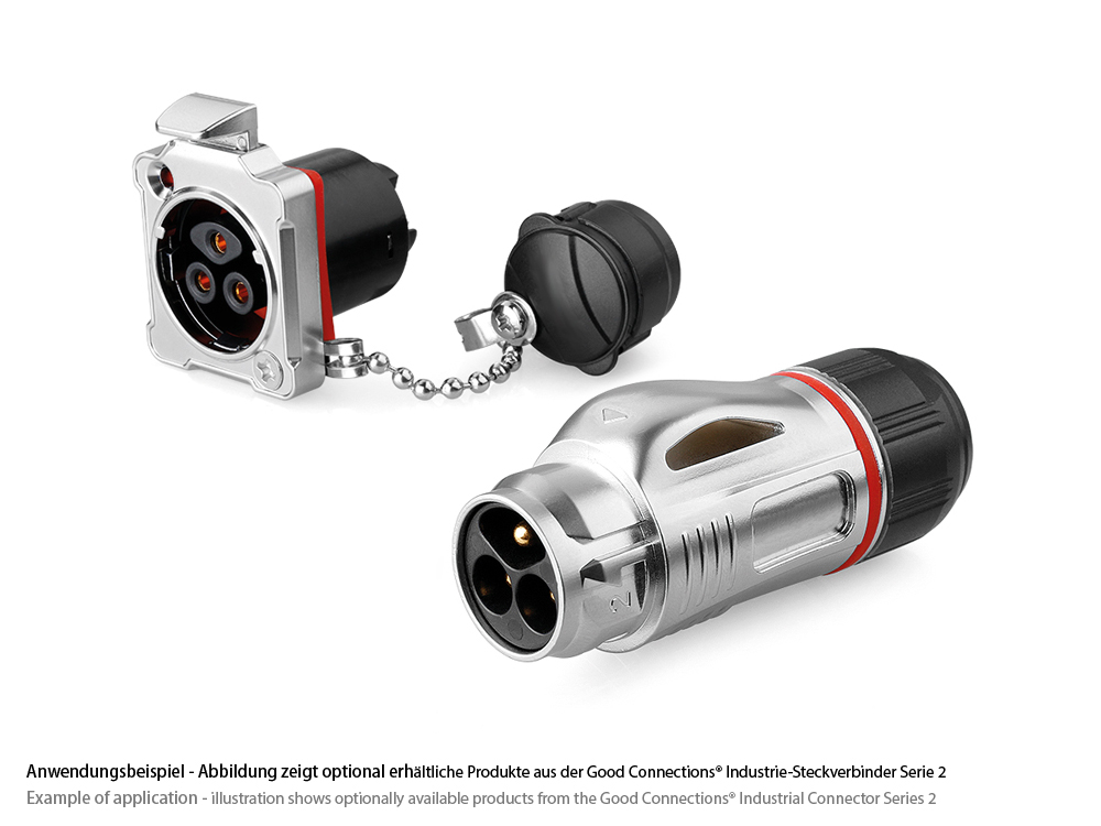 Industrial Connector S2 - Power (3-pin) plug, screw connection, metal, M24, IP67, Good Connections®