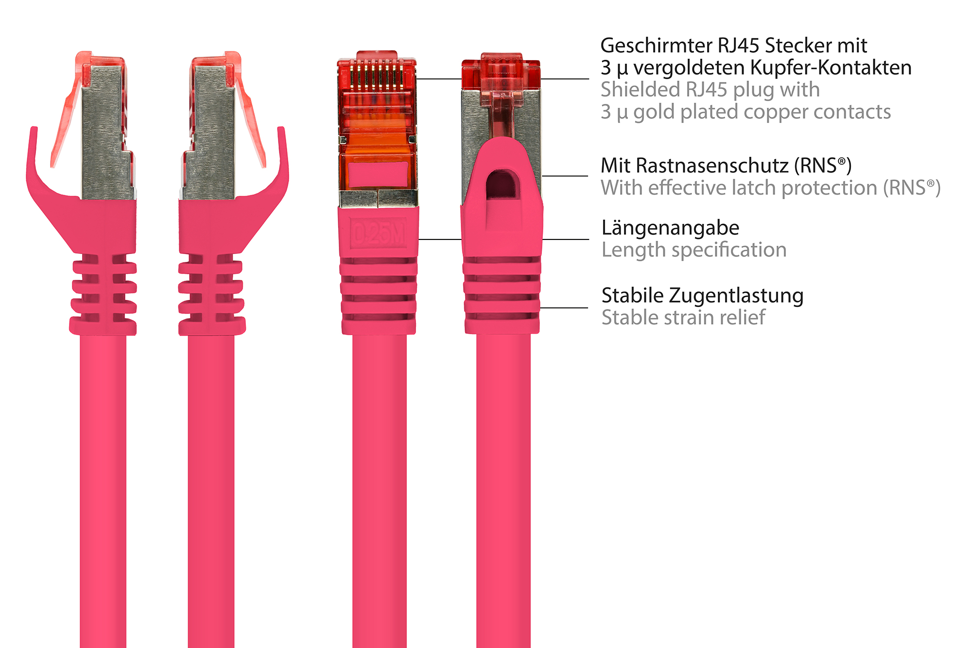 RNS® Patchkabel mit Rastnasenschutz, Cat. 6, S/FTP, PiMF, PV
