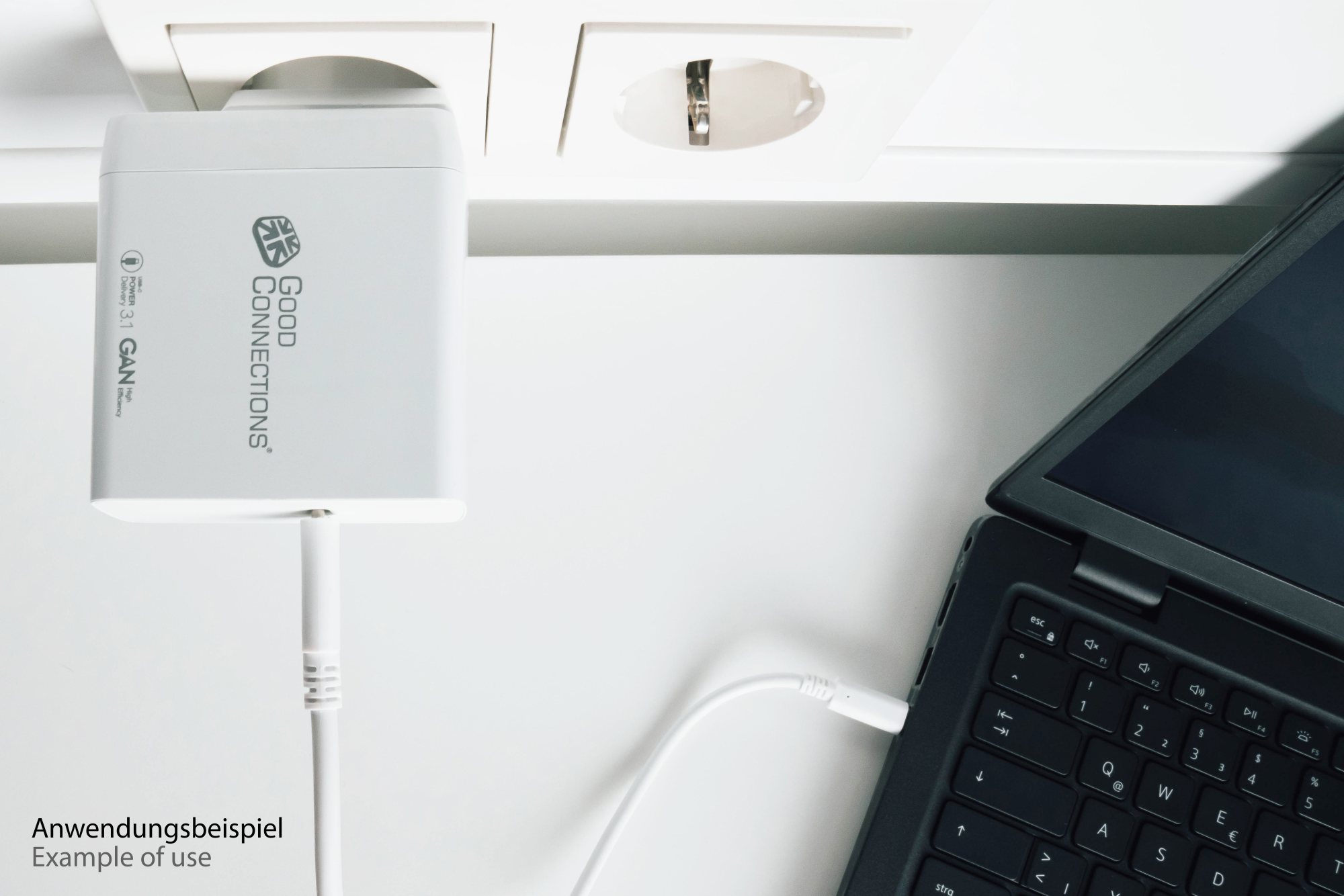 USB fast charger 140W with GaN technology, 1-port (USB-C™), PD 3.1, QC 5, PPS, incl. 1.2m charging cable, white, Good Connections®