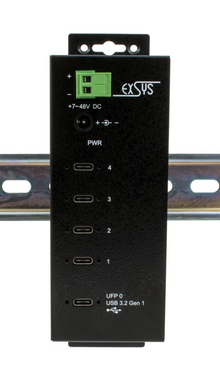 USB 3.2 Gen. 1 Metall HUB mit 4x C™-Ports 15KV ESD Überspannungs-Schutz, Exsys® [EX-1144HMVS]