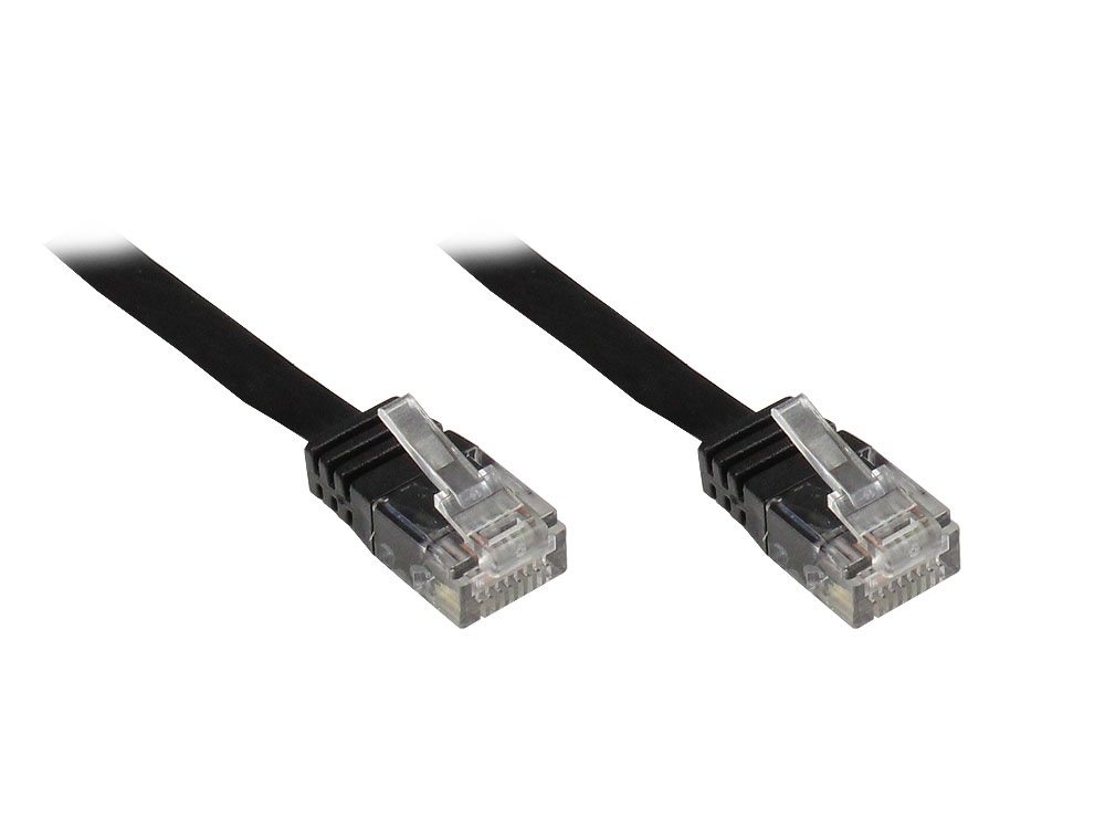 Patchkabel, Cat. 6, U/UTP, FLACHKABEL, schwarz, 7,5m, Good Connections®