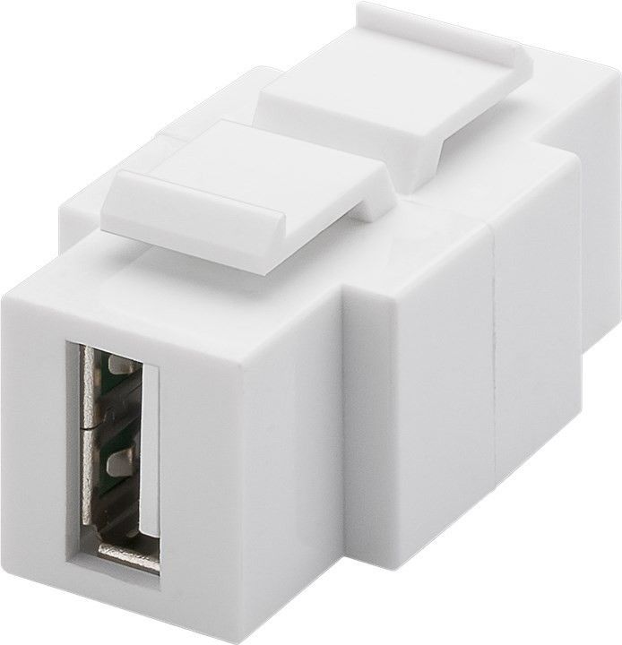 KeyStone Modul, USB 2.0 Buchse A an USB 2.0 Buchse B, beidseitig einbaubar, Gehäuse weiß