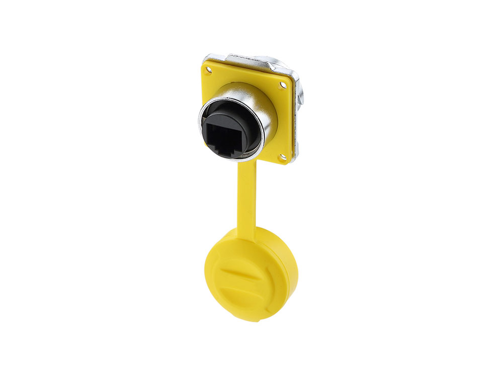 Industrie-Steckverbinder S3 - RJ45 Durchführungskupplung mit Flansch, RJ45 Buchse beidseitig, Metall, M24, Bajonett, IP65/67, Good Connections®