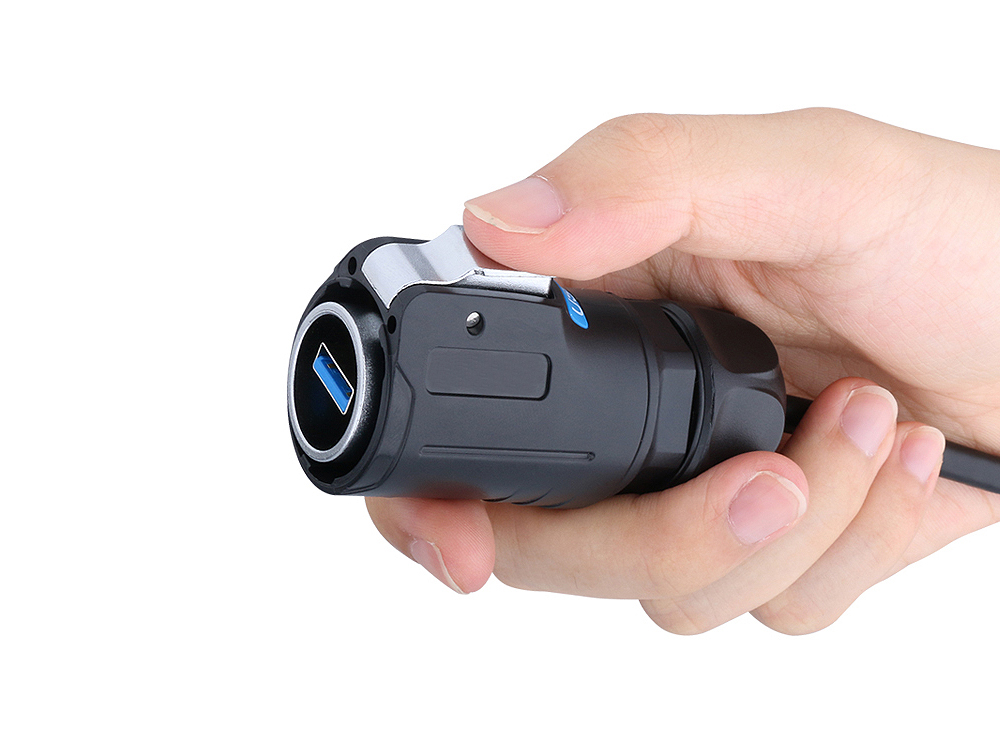Industrial Connector S1 - USB 3.0 cable, Plug A with click locking to Plug A, M24, IP65/67, 0,5m, Good Connections®