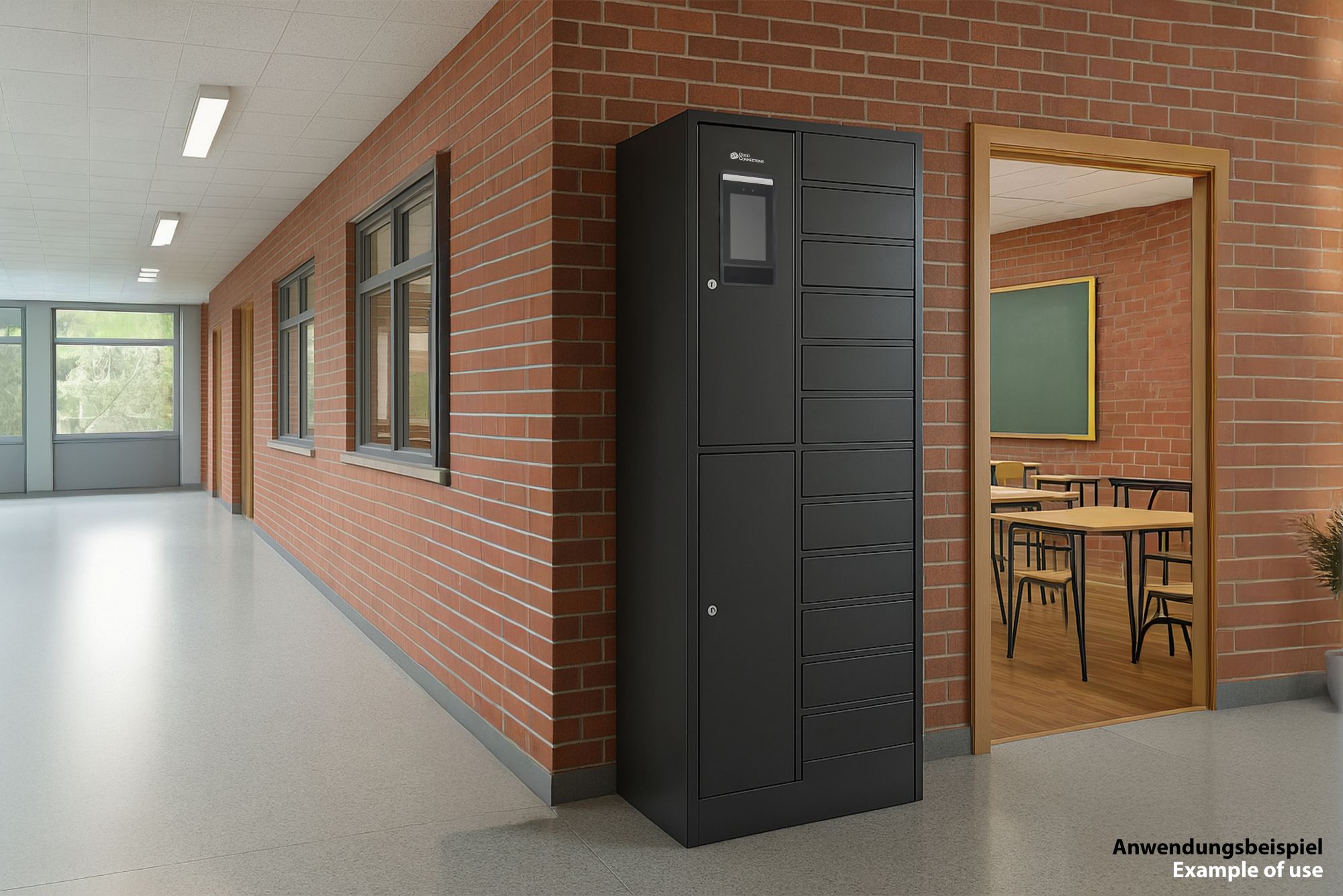 Good Connections® Charging station / charging cabinet with 12 lockers, 65W USB-C™ + 15W USB-A ports