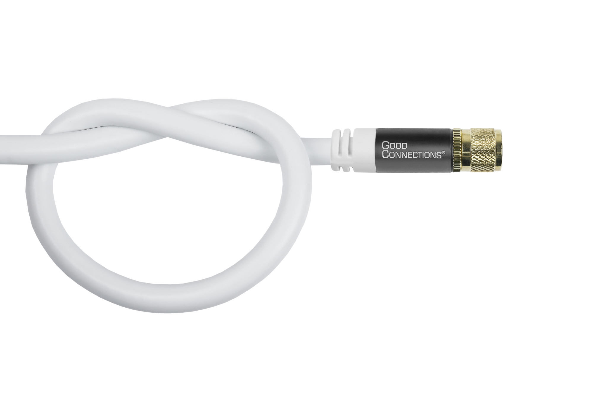 SAT antenna cable SmartFLEX, F-plug on both sides, gold-plated, fourfold shielded, shielding dimension 120dB, white, 7,5m, Good Connections®