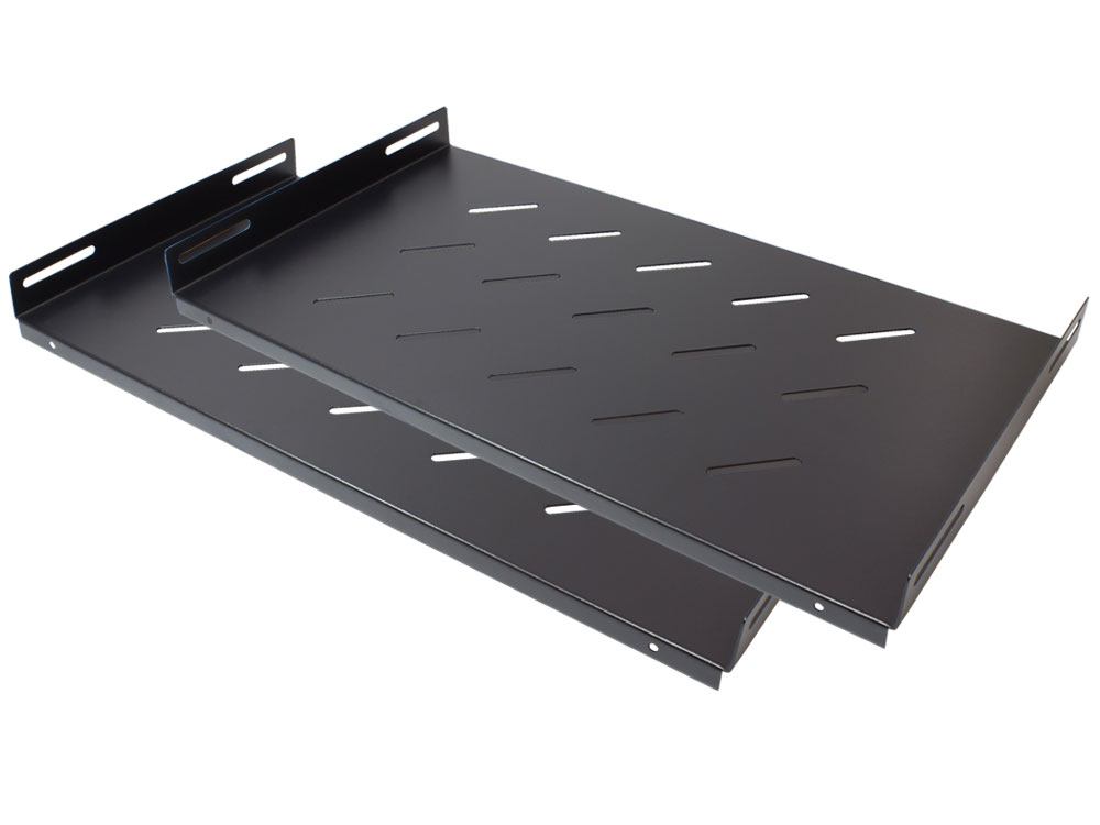 19" Shelf, side mounting, installation depth 270 mm, set of 2, deep black (RAL9005), Good Connections®