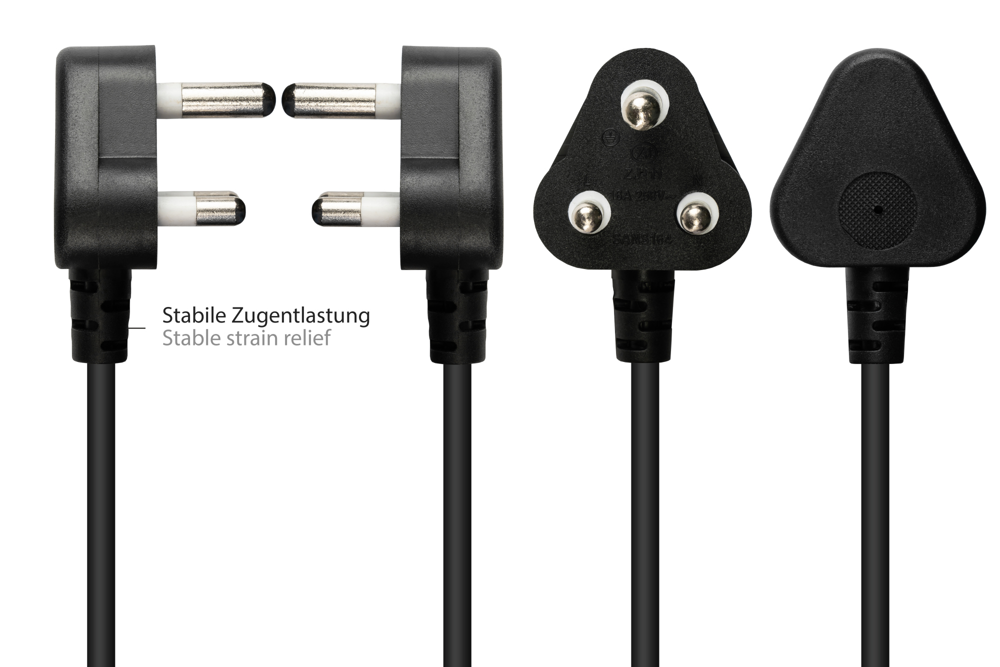 Power cord Southafrica Typ M plug to C5 for Notebook, black, 0,75 mm², 1,8 m, Good Connections®
