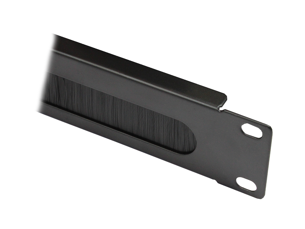 19" Cable entry, with brush insert, 1U, deep black (RAL9005), Good Connections®
