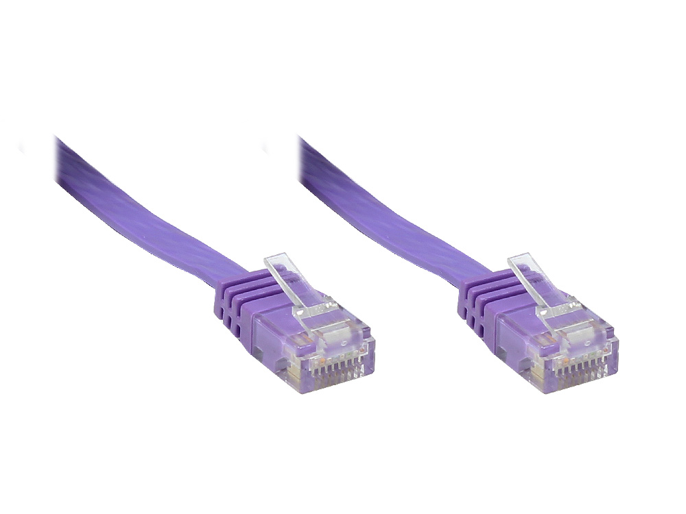 Patchkabel, Cat. 6, U/UTP, FLACHKABEL, violett, 2m, Good Connections®