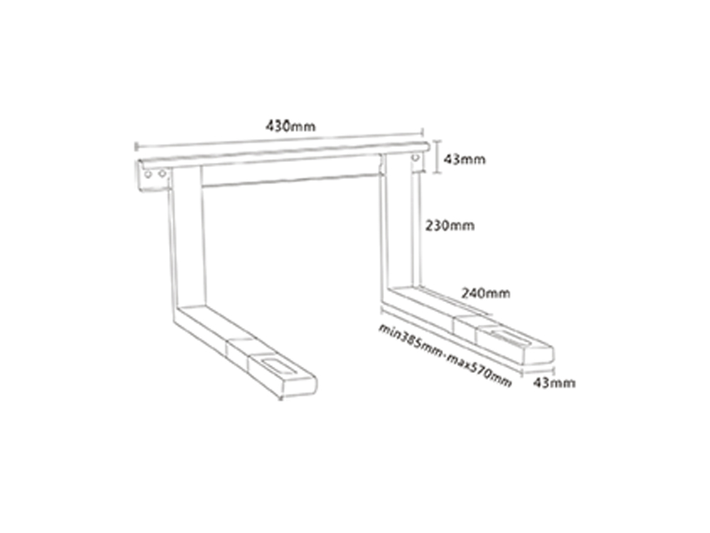 Halterung für Mikrowellengeräte, Belastung bis 35 kg, ausziehbar, silber, My Wall®