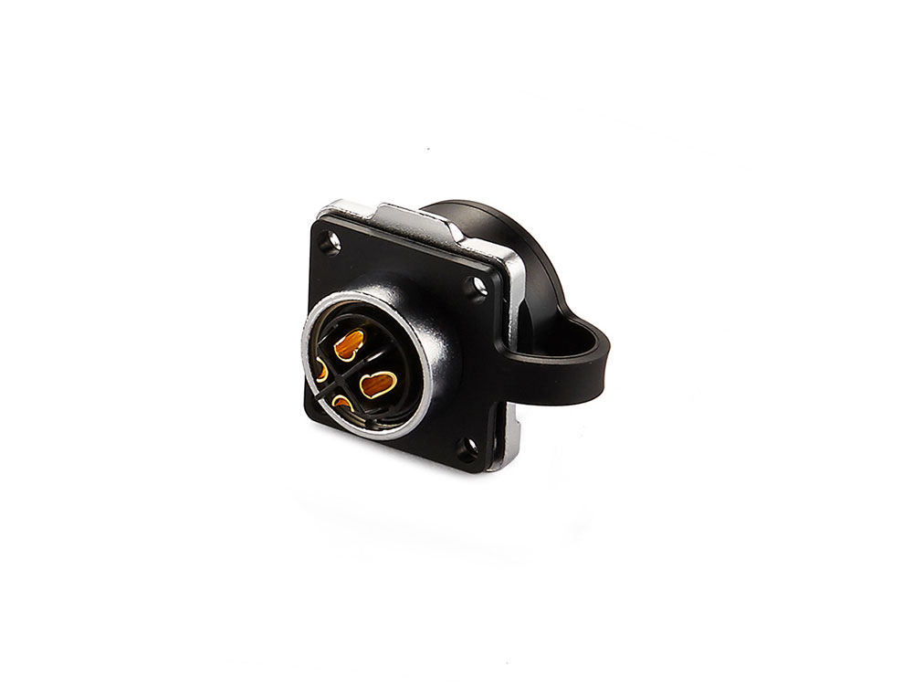 Industrial Connector S3 - Power (4-Pin) Feed-through coupler with flange, solder termination, metal, M20, bayonet, IP65/67, Good Connections®