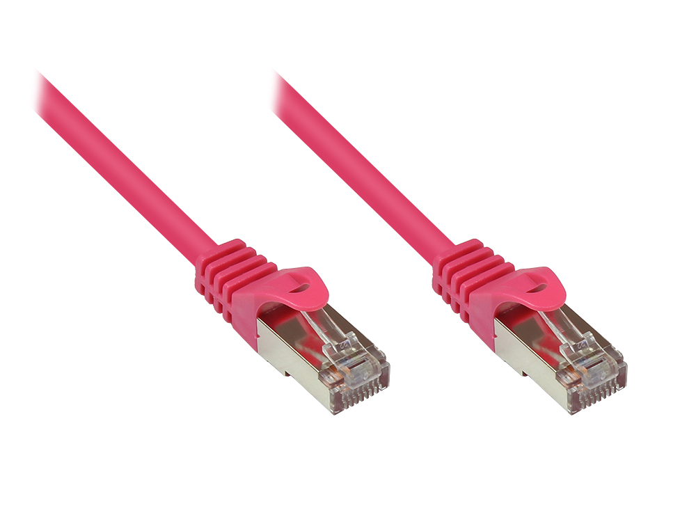 RNS® patch cable with snag-proof boot, Cat. 5e, SF/UTP, PVC, 100MHz, magenta, 3m, Good Connections®