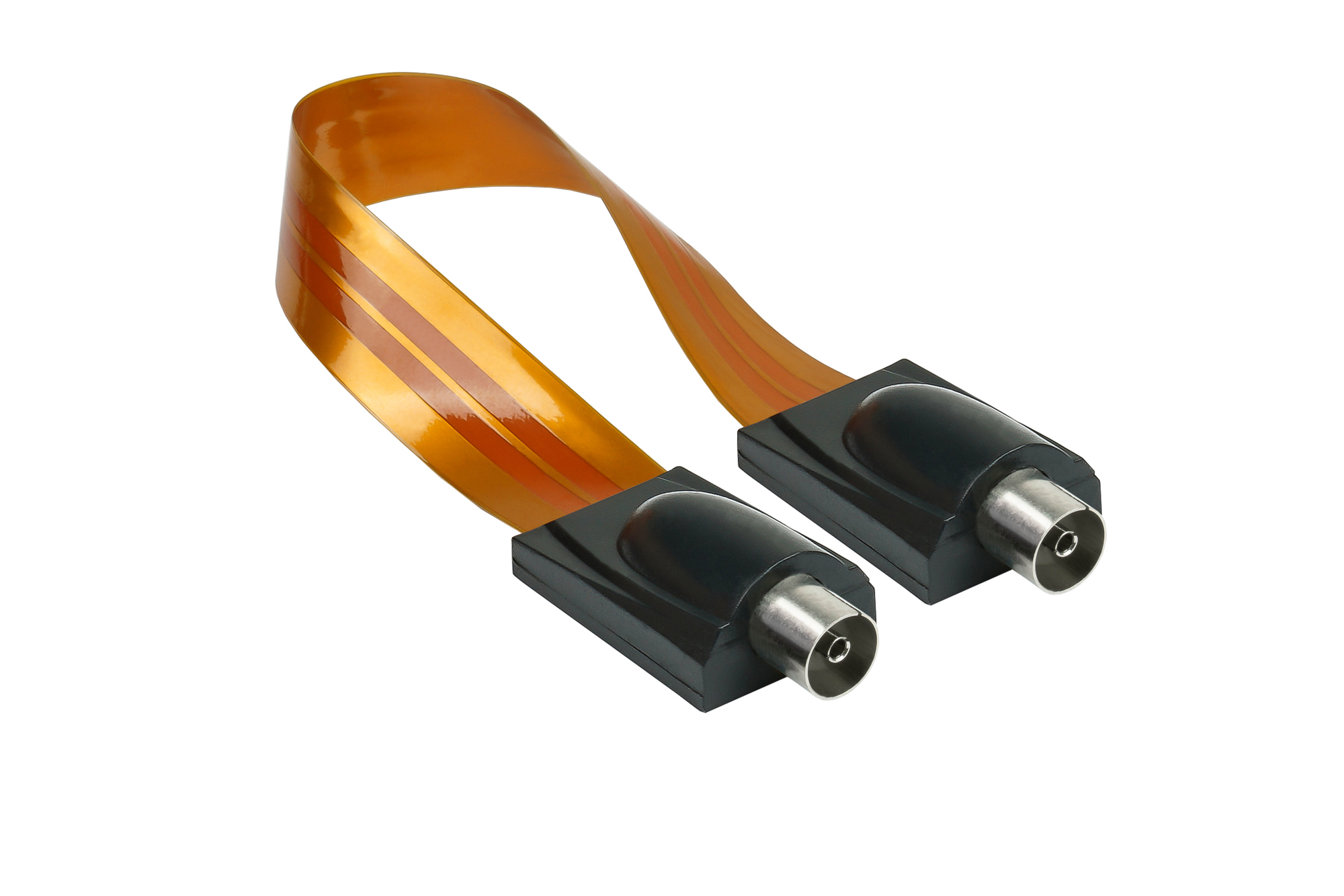 SAT/TV window feed-through High-Quality, IEC/coax socket to IEC/coax socket, total length 26cm, flexible length 17cm, transparent, Good Connections®