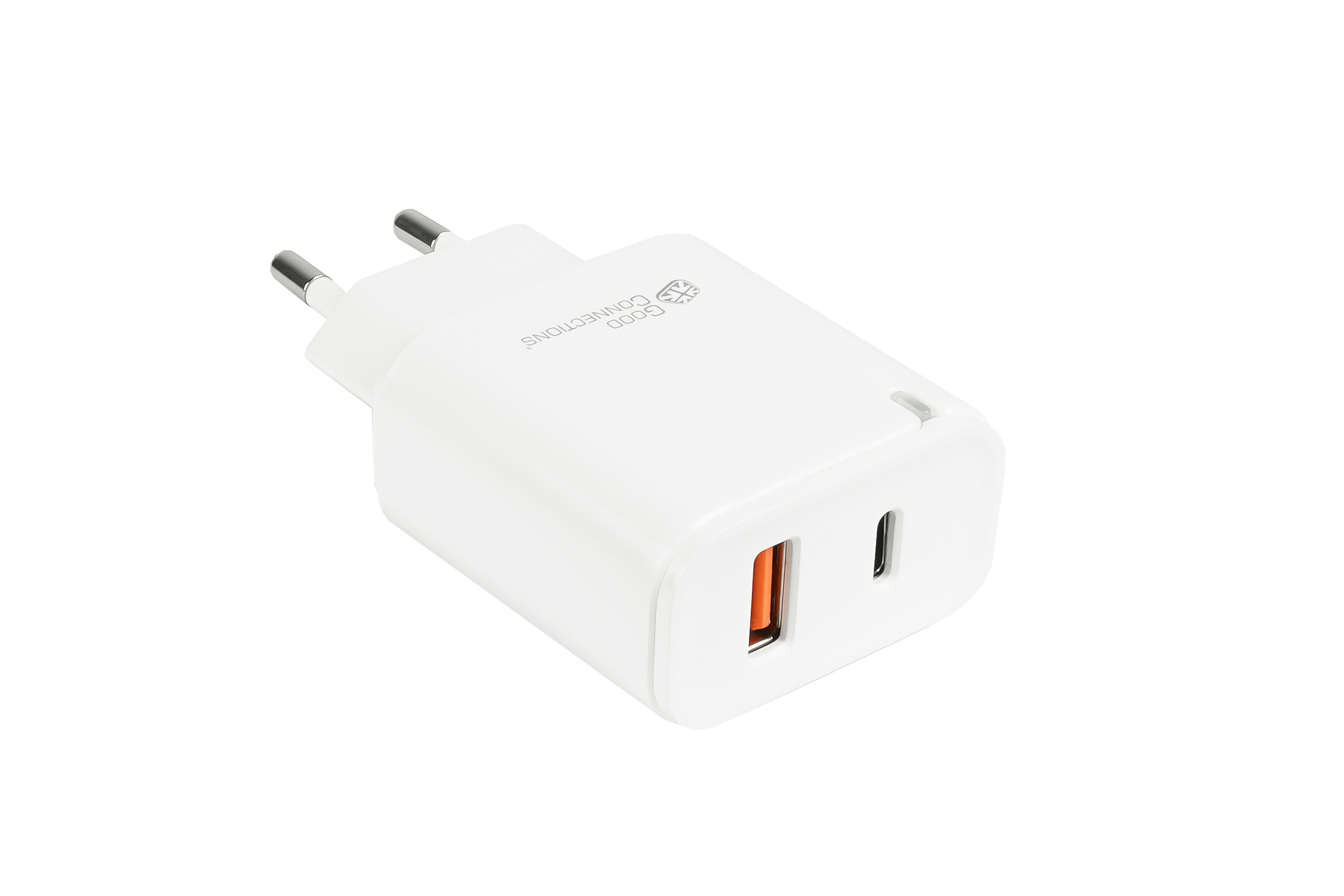 USB fast charger 20W, 2-port (1x USB A, 1x USB C™), PD 3.0, white, Good Connections®