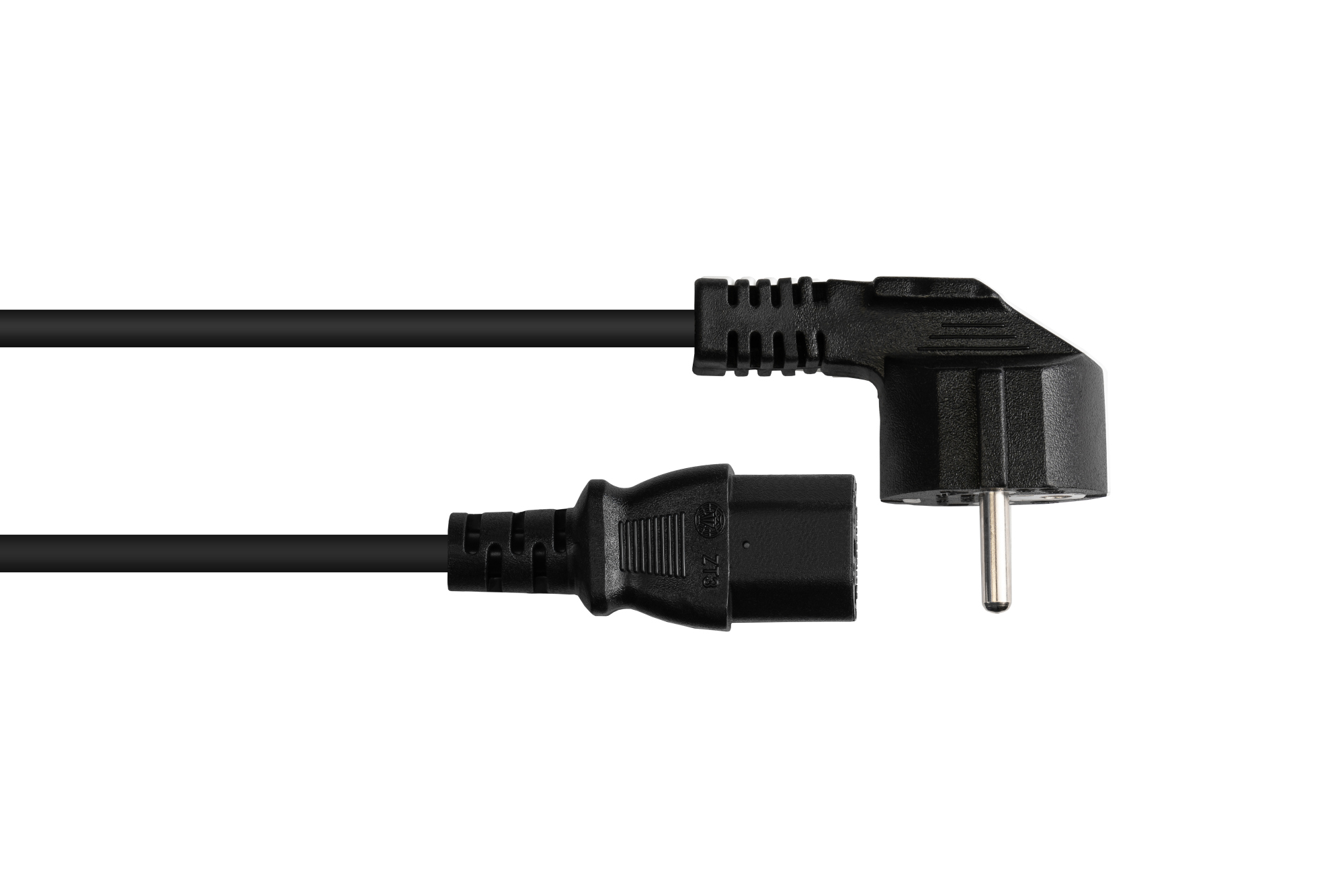 Netzkabel Schutzkontakt-Stecker Typ E+F (CEE 7/7, gewinkelt) an C13 (gerade), schwarz, 1,50 mm², 10 m, Good Connections®