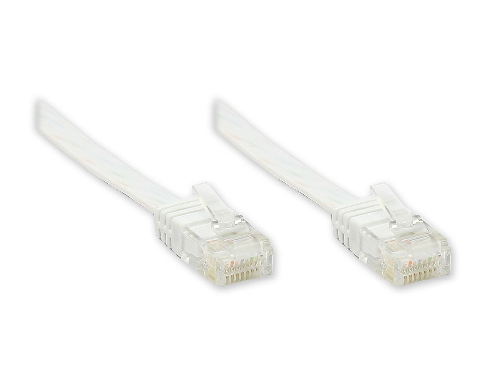 Patchkabel, Cat. 6, U/UTP, FLACHKABEL, weiß, 15m, Good Connections®