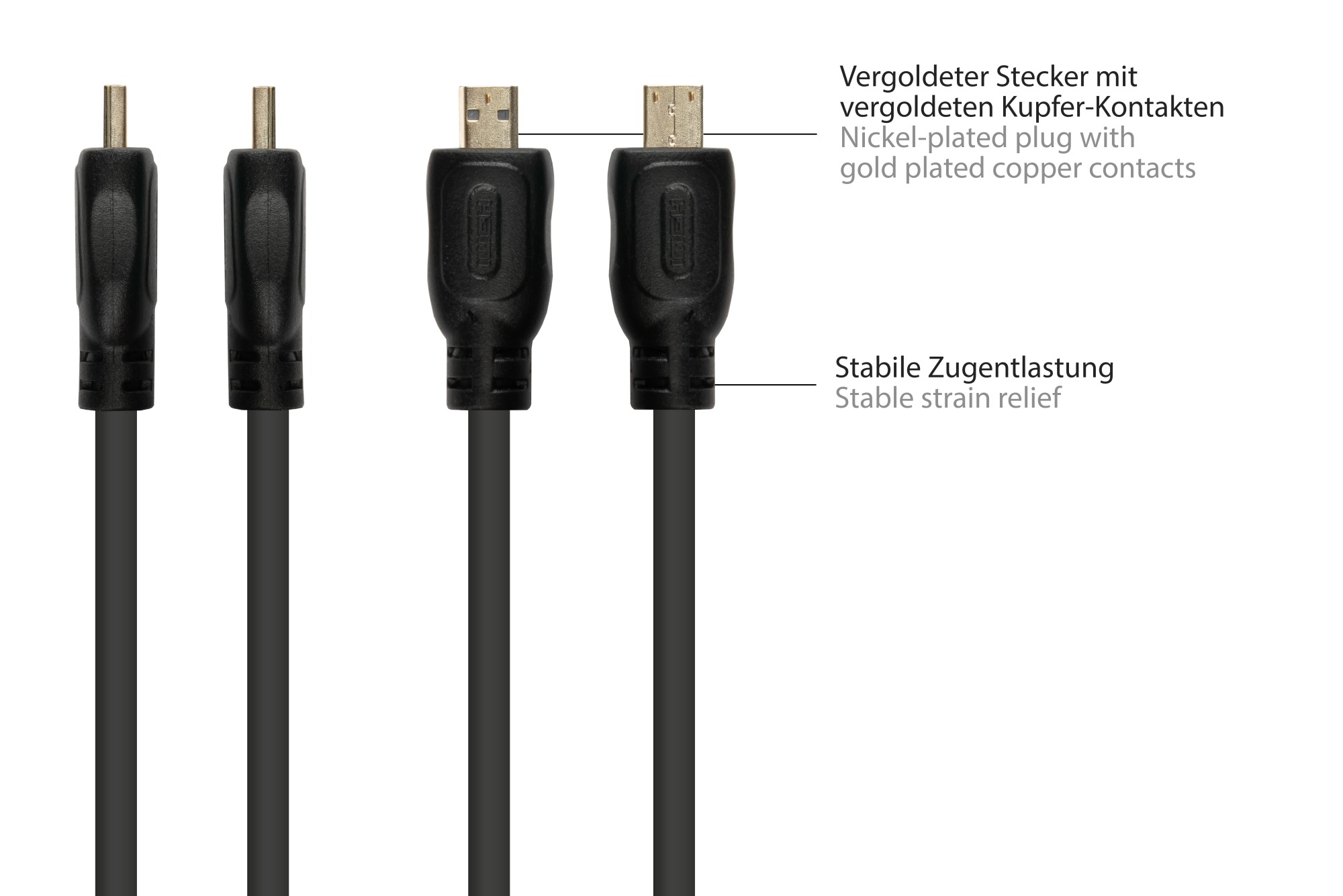 Anschlusskabel HDMI 2.0b, Stecker (Typ A) an Mirco Stecker (Typ D), 4K / UHD @60Hz, 18 Gbit/s, vergoldete Kontakte, schwarz, 1,5m, Good Connections®