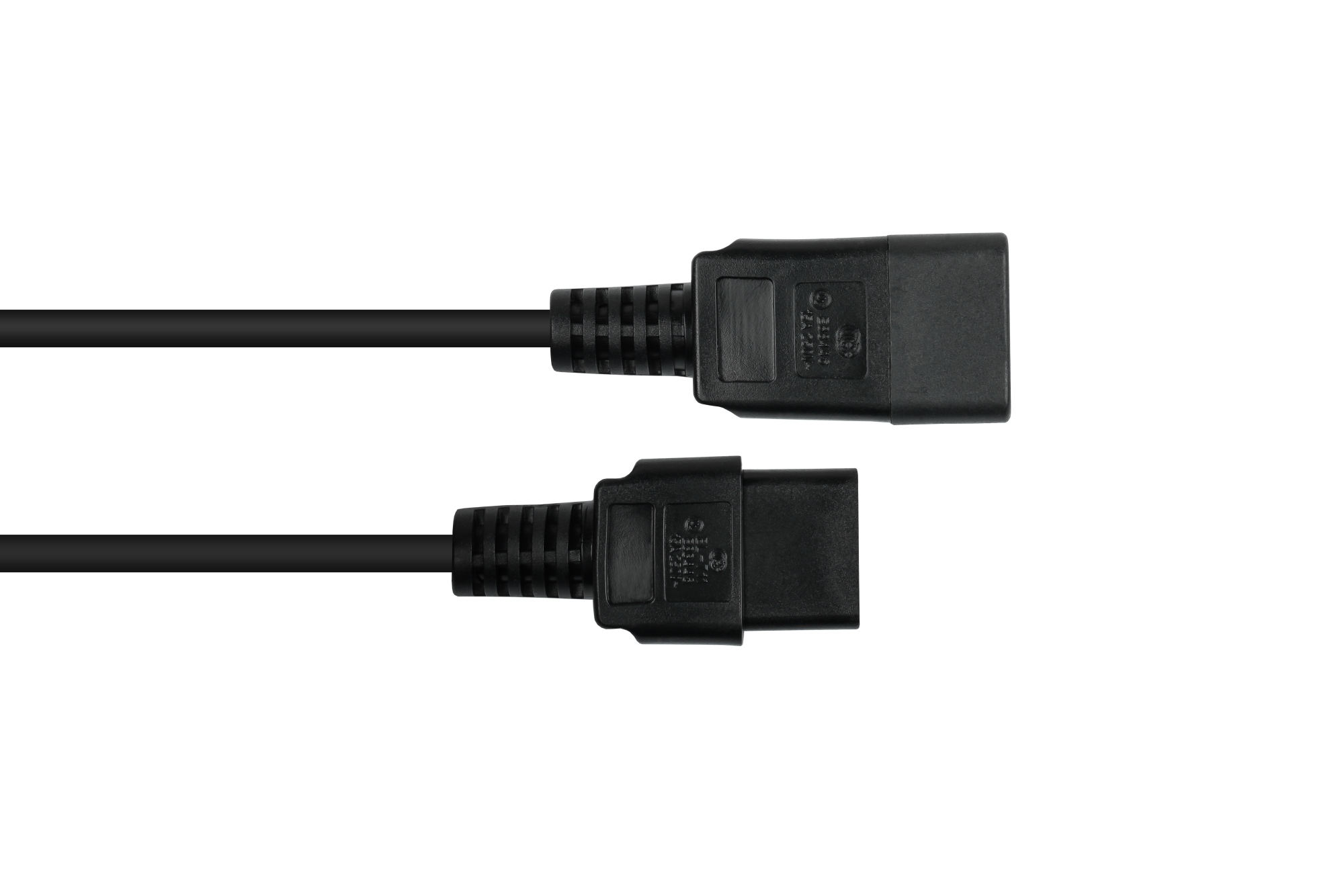 kabelmeister® Kaltgeräteverlängerung Kaltgeräte-Stecker C20 an Kaltgeräte-Buchse C19, schwarz, 1,50mm², 5 m
