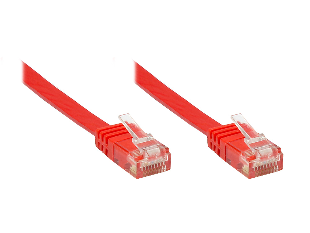 Patchkabel, Cat. 6, U/UTP, FLACHKABEL, rot, 3m, Good Connections®