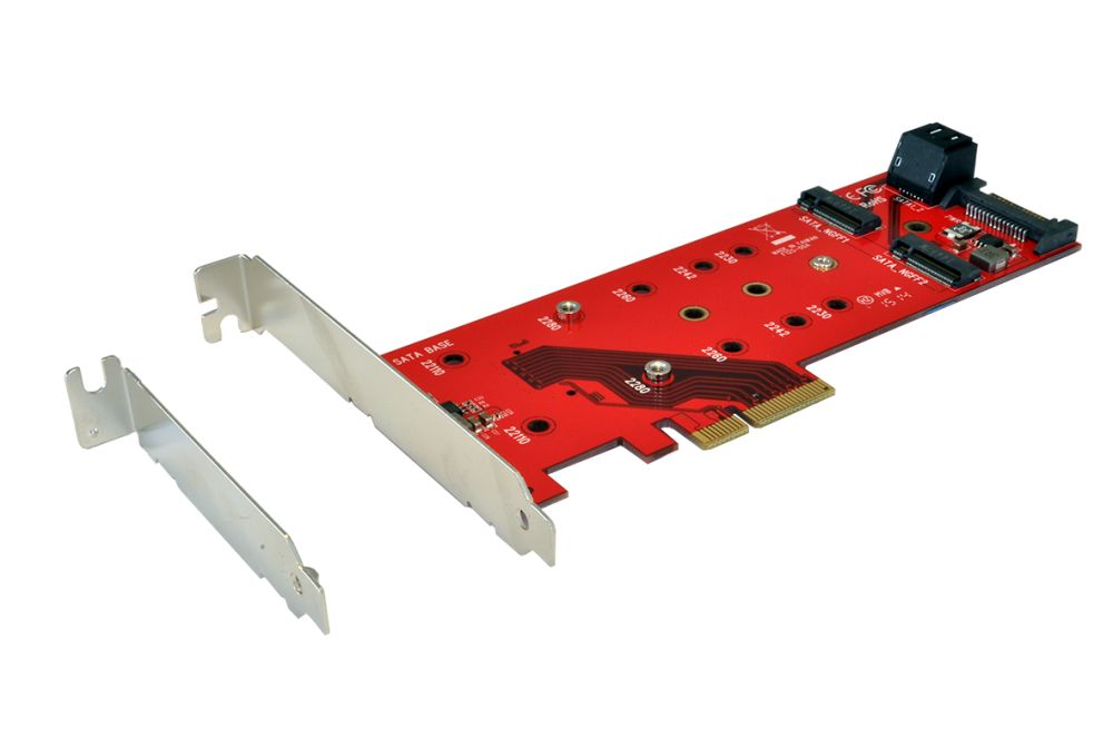 PCIe (x4) Controller für zwei SATA M.2 NFGG und einem PCIe M.2 NGFF Modul, inkl. LP Bügel, Exsys® [EX-3660]