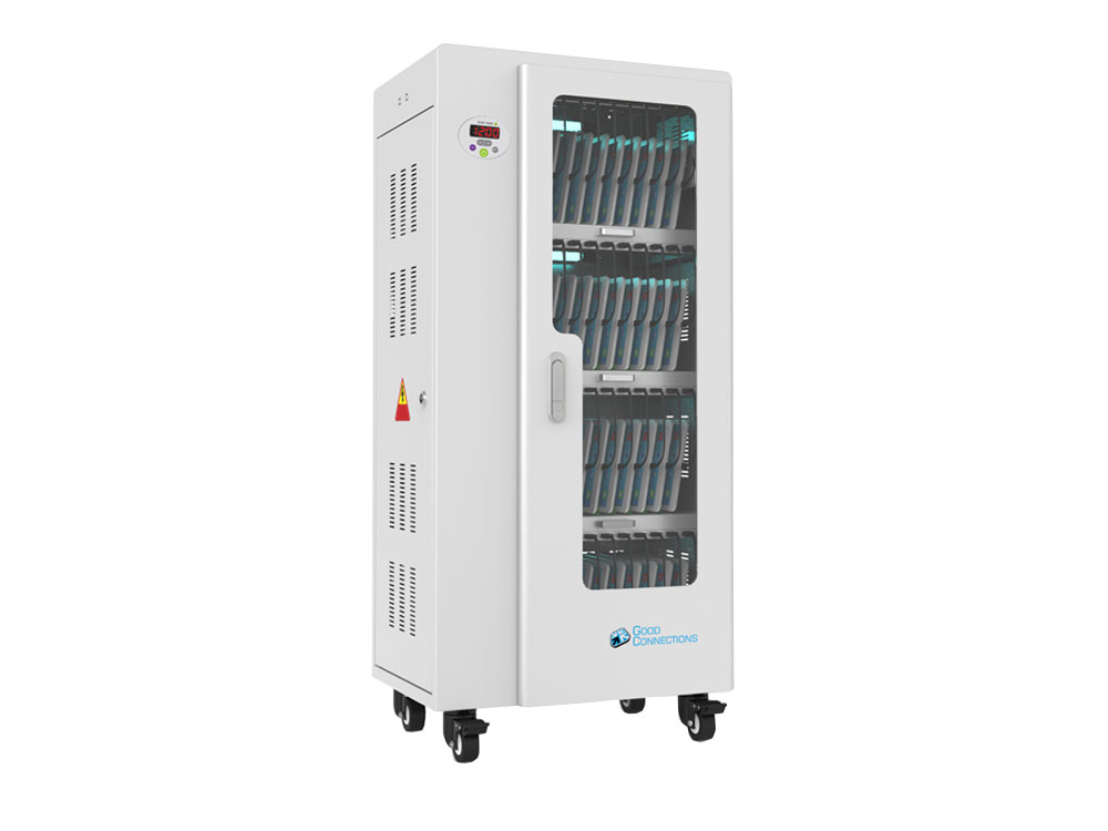 Tablet charging cart for up to 40 devices, UV-C disinfection, Smart Control, grey, Good Connections®
