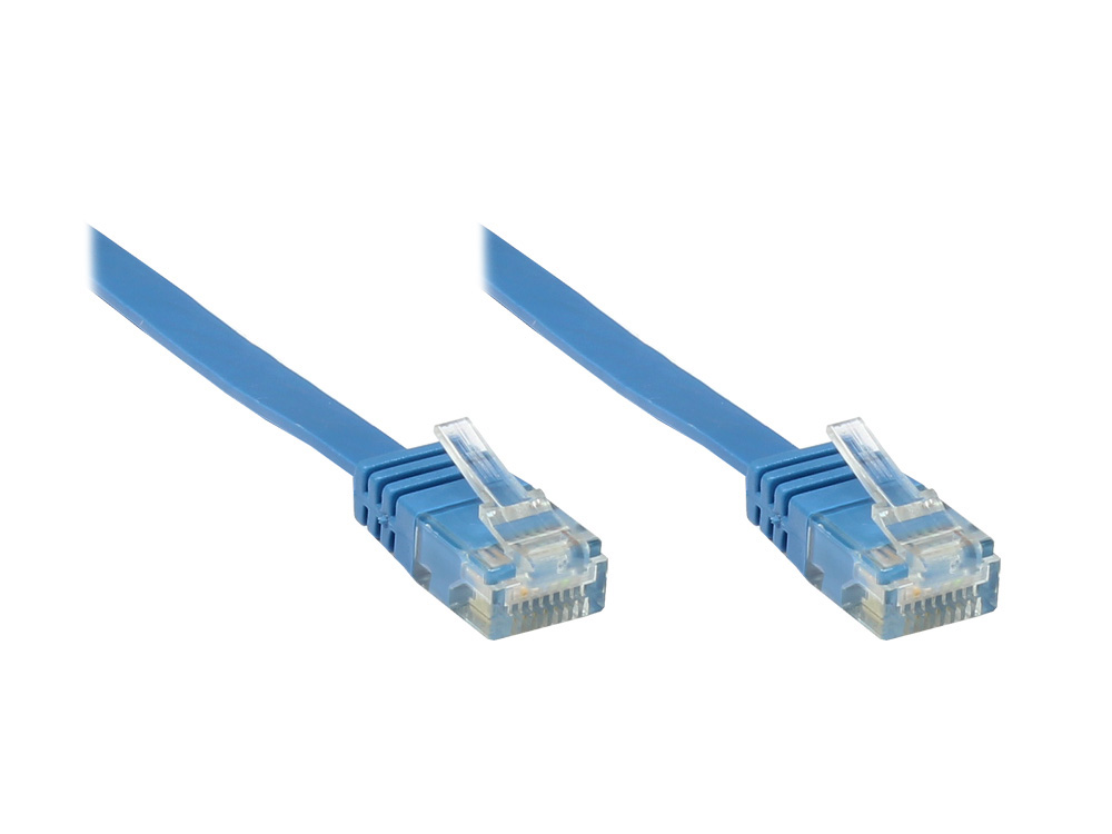 Patchkabel, Cat. 6, U/UTP, FLACHKABEL, blau, 5m, Good Connections®