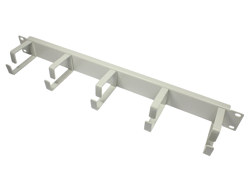 19" Cable management panel, with 5 metal brackets, 1U, light gray (RAL7035), Good Connections®
