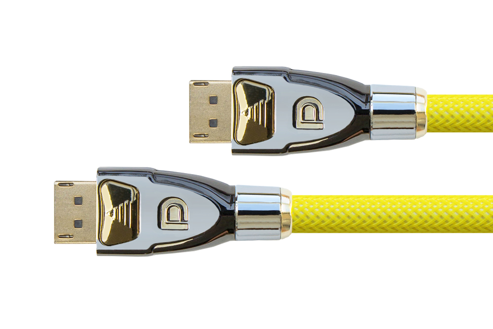 Connection cable DisplayPort 1.3, 5K (5120x2880) / UHD, 24K gold-plated contacts, OFC, nylon braided yellow, 1m, PYTHON® Series