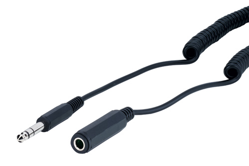 Stereo Verlängerung  6,3mm Klinke St. / Bu., Spiralkabel, Good Connections®