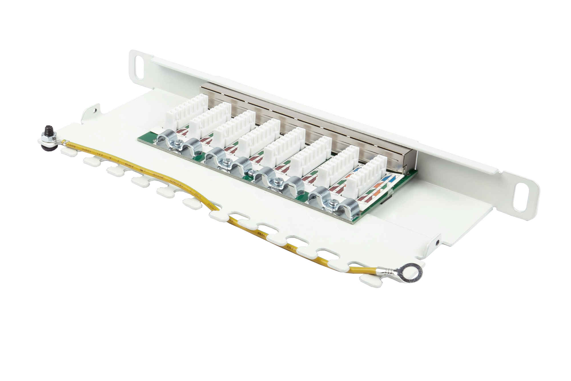 Patch Panel 10" Cat. 6, 8-port, 0,5 U, STP shielded, toolless opening, pure white (RAL9010), Good Connections®