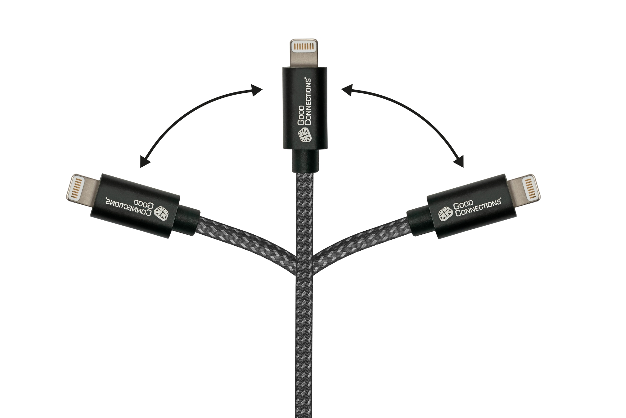 USB 2.0 Charging and data cable for iPhone/iPad/iPod, USB-A plug to Lightning™ plug, MFI certified, 12W, black, 0,5m, Good Connections®