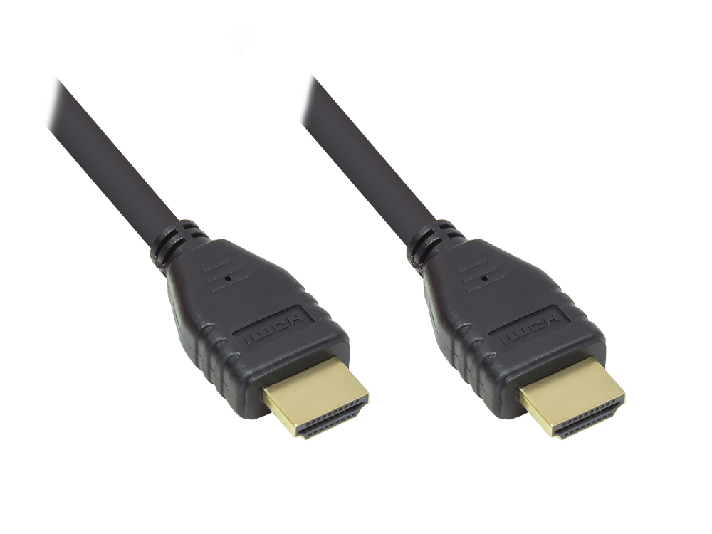 Connecting cable HDMI 2.0b, 4K / UHD @60Hz, PREMIUM, 18 Gbit/s, gold-plated contacts, CU, black, 1m, Good Connections®