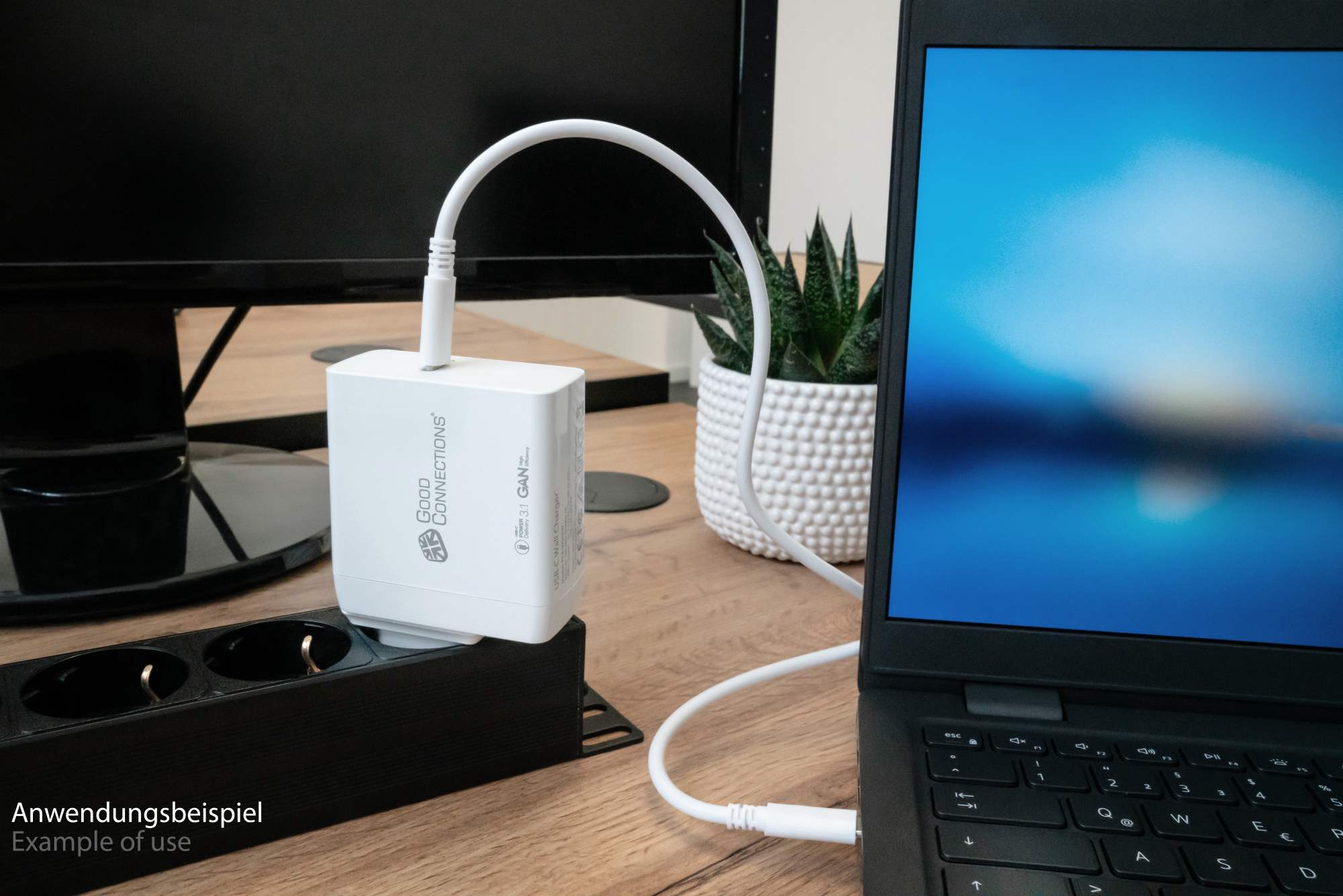 USB fast charger 140W with GaN technology, 1-port (USB-C™), PD 3.1, QC 5, PPS, incl. 1.2m charging cable, white, Good Connections®