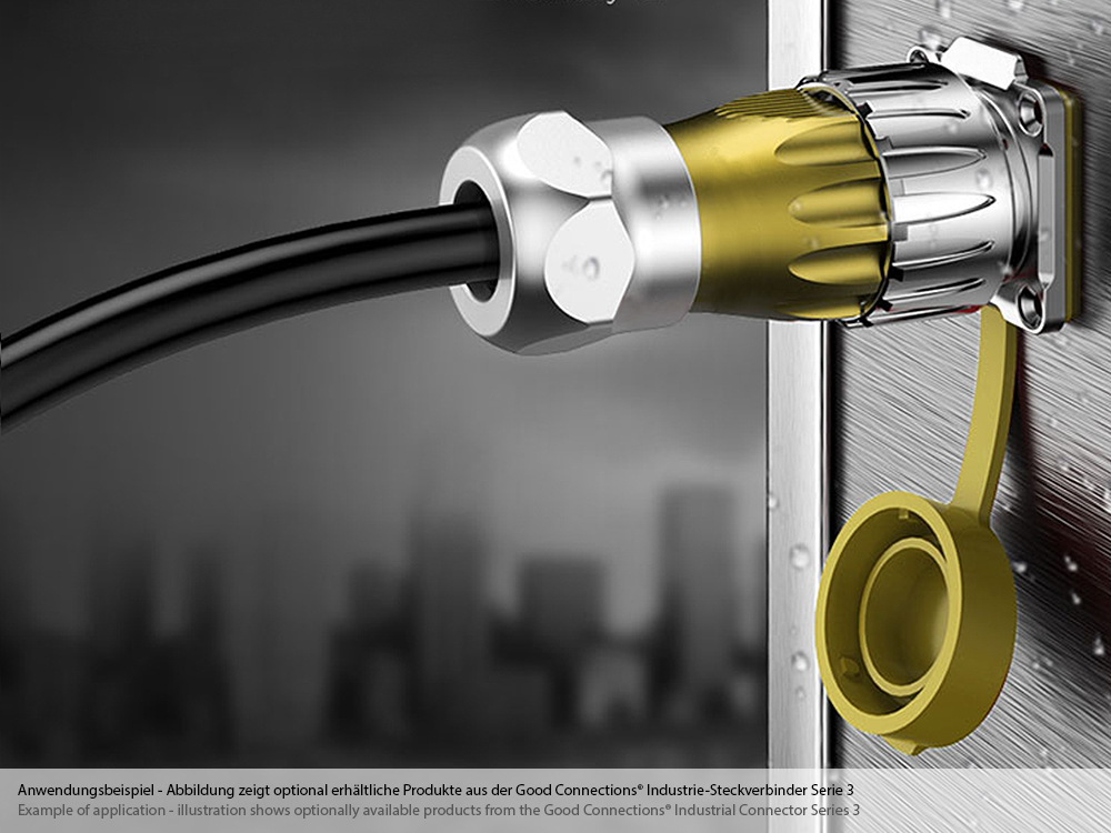Industrial Connector S3 - RJ45 feed-through coupling with flange, RJ45 socket on both sides, metal, M24, bayonet, IP65/67, Good Connections®
