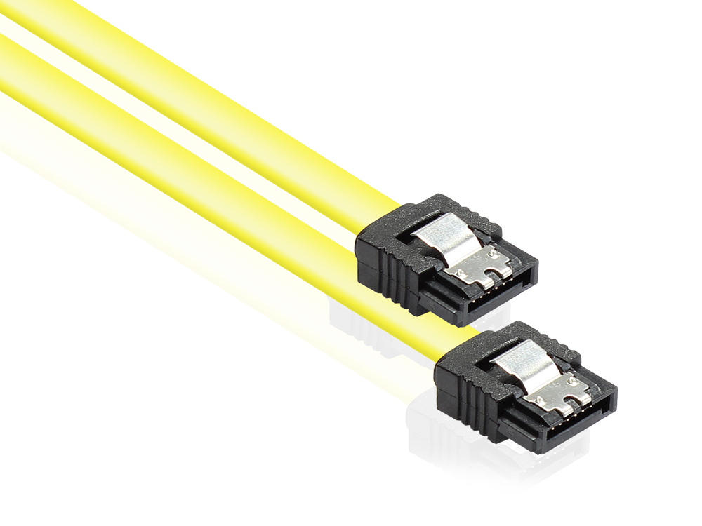 Anschlusskabel SATA 6 Gb/s mit Metallclip, gelb, 1m, Good Co
