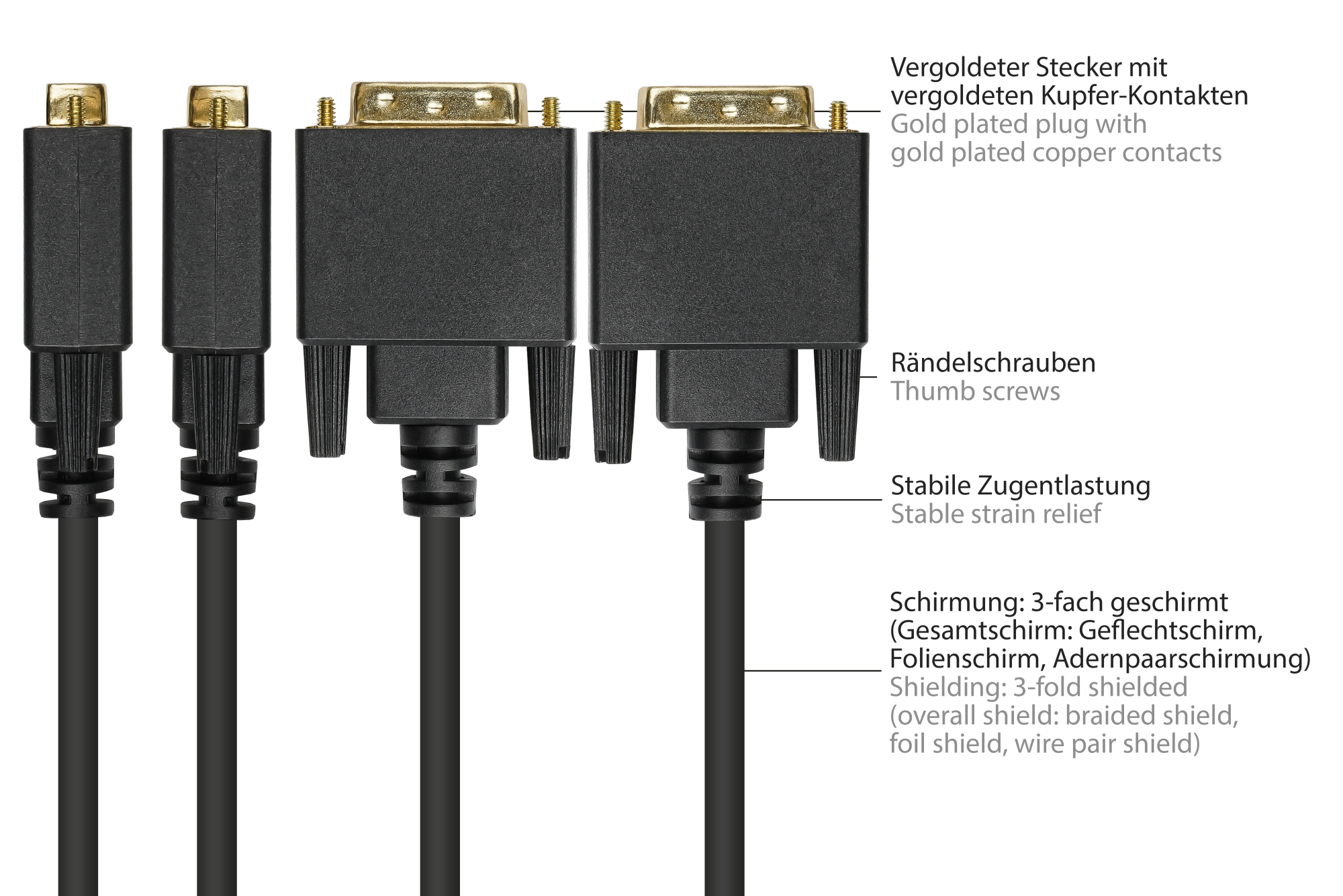 Anschlusskabel DisplayPort an DVI-D 24+1, 24K vergoldete Kon